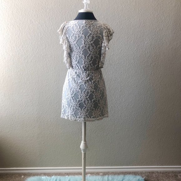 FreeDay Bluish Gray Laced Mini Dress - Picture 2 of 4